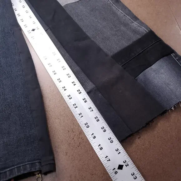 Heke Design Patchwork Jeans Wide Leg Upcycled Sustainable Women XS Black NZ Made - Picture 13 of 16